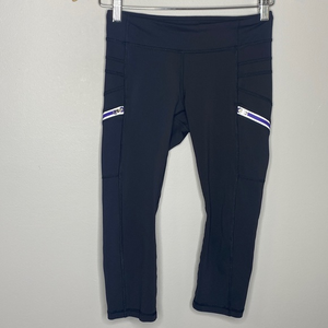 Ivivva Black and Purple‎ Zip Pockets Crop Leggings